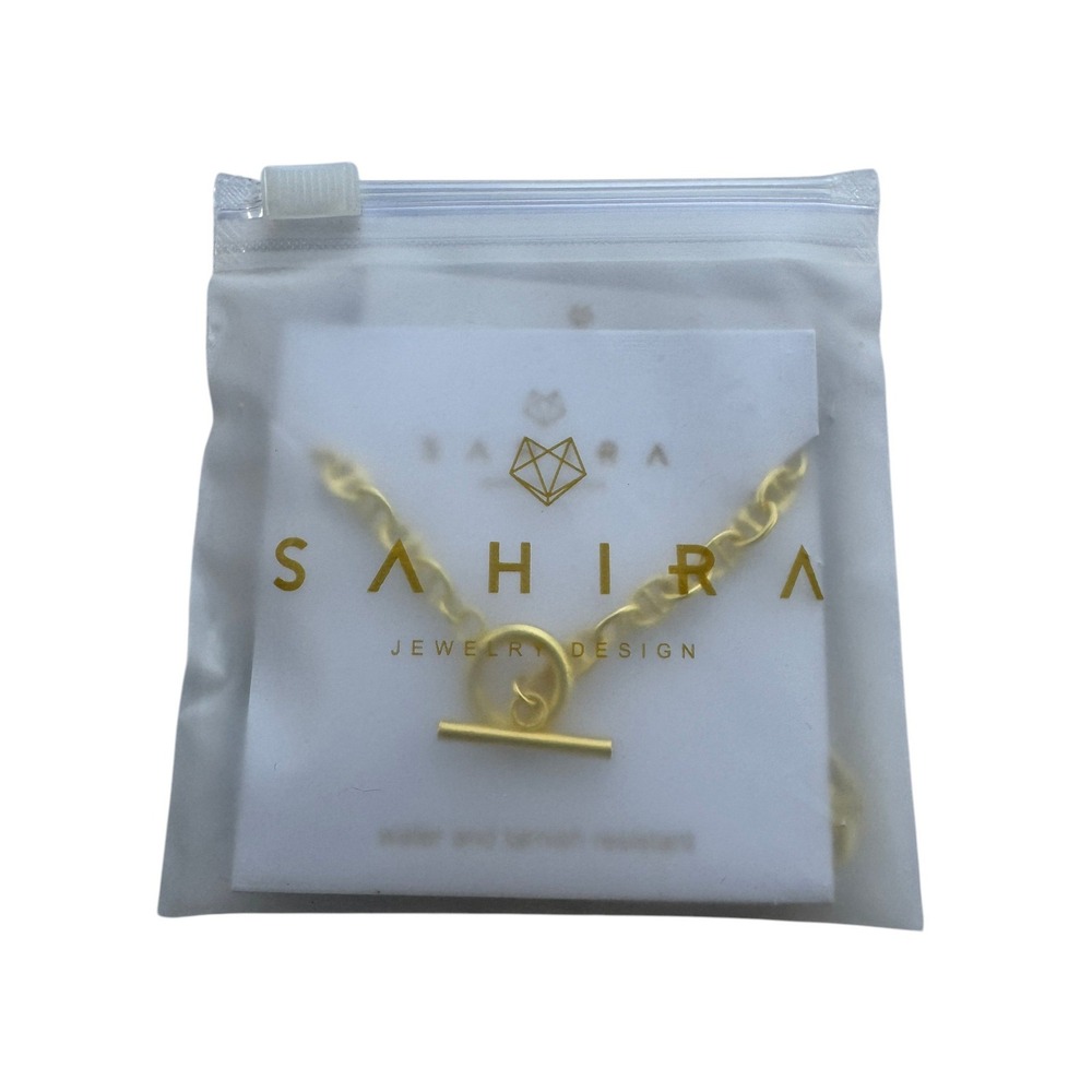 Sahira Jewelry Taylor Toggle Chain 16" Necklace 18k Gold Over Brass Minimalist - Picture 6 of 6